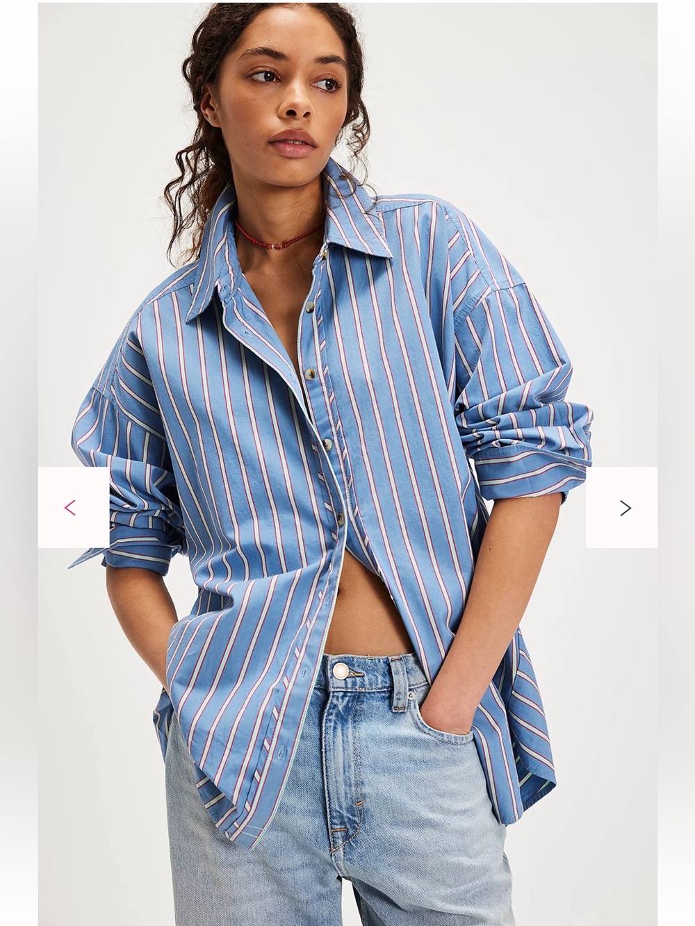 🤍 NWT We The Free Striped Varsity Vibes Shirt Size Small Blue Combo Stripe